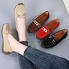 Women's Suede Loafers with Metal Buckle, Comfortable Casual Flat Shoes