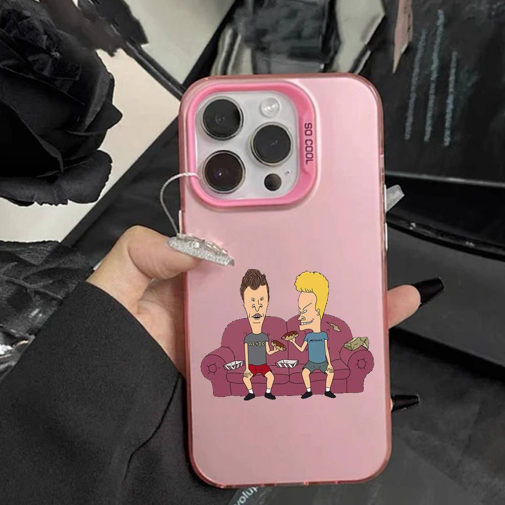 Cartoon B-Beavis And Butt-Head Phone Case For iPhone 17,16,15,14,13,12,Pro MAX white Matte Shockproof Cover