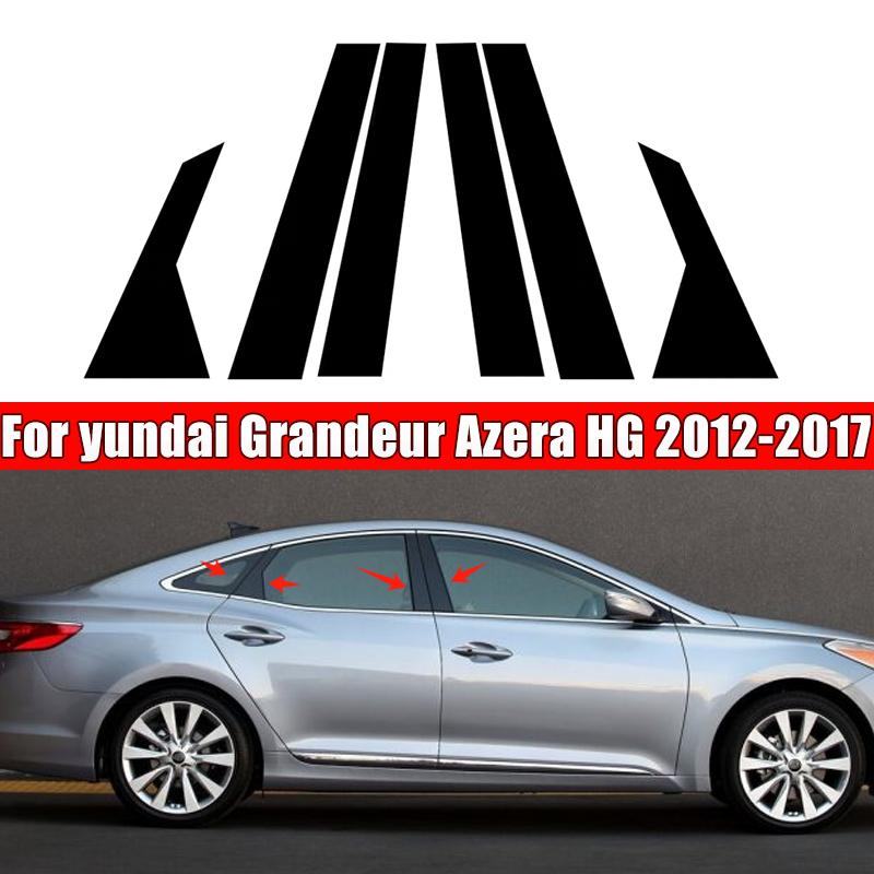 6 шт. Наклейки на стойки кузова и оконные стойки автомобиля для Hyundai Grandeur Azera HG 2012-2017 2013 2014 Аксессуары для стайлинга авто