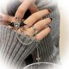 Fashionable Punk Bat Wing Ring Personality Double Finger Ring Jewelry Geometry Ring  Hip-hop
