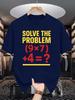 Unisexs Crew Neck T Shirt Solve The Problem Math Equation Graphic Tee Casual Summer Tops For Math Nerds Students Daily Gift
