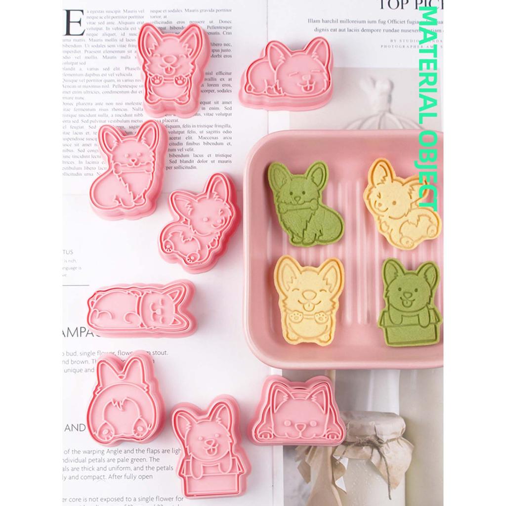 Biscuit Mold Cute Cartoon Corgi Dog Shape Eco-Friendly 3D Printing Baking Gadgets Cookie Cutter Cookie Mold Plastic Mold