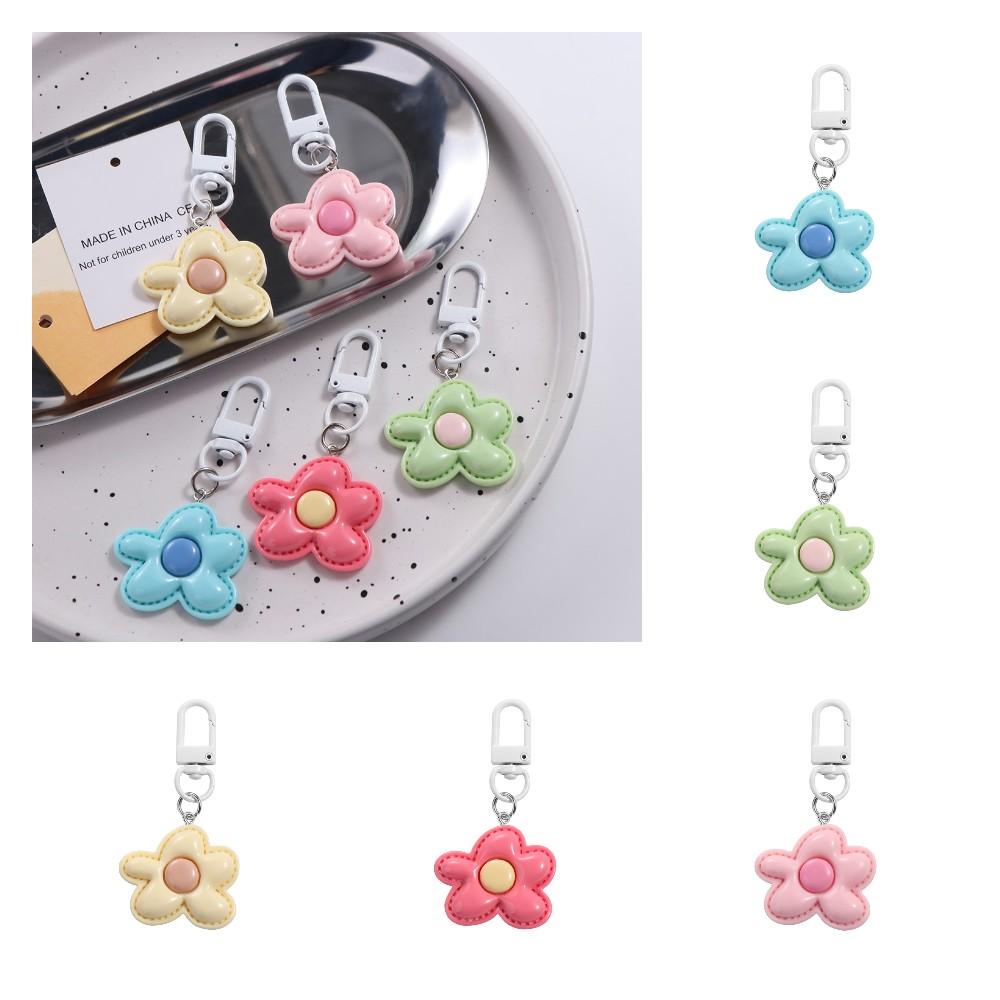 Mini Resin Floral Keyring Korean Style Bloom Pendant Fashion Flower Keychain Backpack Decor