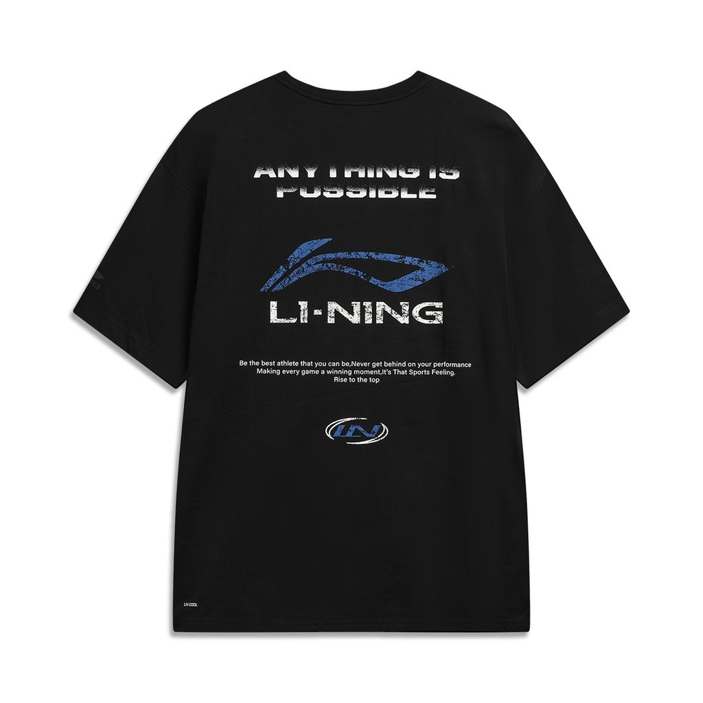 Li Ning Спортивный стиль жизни Серия Мягкая Простая Универсальная Свободная Футболка с коротким рукавом С принтом из букв на спине Унисекс топы ATSW285-1
