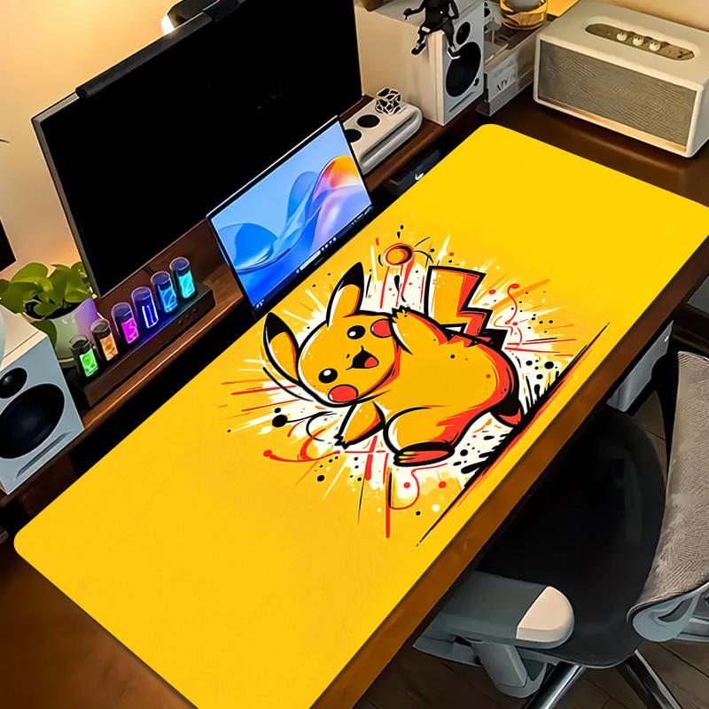 Happy Pikachu Print Cushion Non-slip Laptop Tablet Big Mousepad XXL Mat Mini PC Playmat With Lock edge