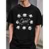 Men's Black Graphic T-Shirt With Not Today Chaos Slogan And Cute Monster Faces, Short Sleeve Crew Neck Top For Streetwear And Casual Daily Wear