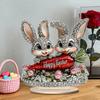 Easter Bunny Acrylic Table Sign 2D Flat Colorful Eggs Rabbit Decoration Home Living Room Valentine's Day