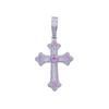 Fashion Design Two Tone Cross Pendant Men Hip Hop Necklace Full Paved Iced Out Cubic Zirconia Geometric Pink Blue Purple Cross