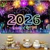 2026 С Новым Годом Баннер-Фон Фейерверки Шампанское Новогодние Празднования Рождественская Вечеринка Фото Фон Декорация Баннер