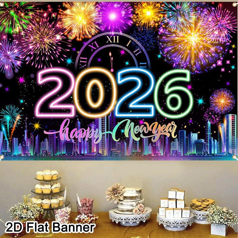 2026 С Новым Годом Баннер-Фон Фейерверки Шампанское Новогодние Празднования Рождественская Вечеринка Фото Фон Декорация Баннер