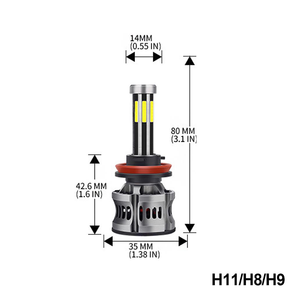 2X 8-сторонняя светодиодная лампа H7, светодиодные лампы H4, H11, H9, H8, автомобильные фары 9005, HB3, 9006, HB4, 6000K, автомобильные лампочки 50 Вт, 360 градусов, дальний и ближний свет 12 В
