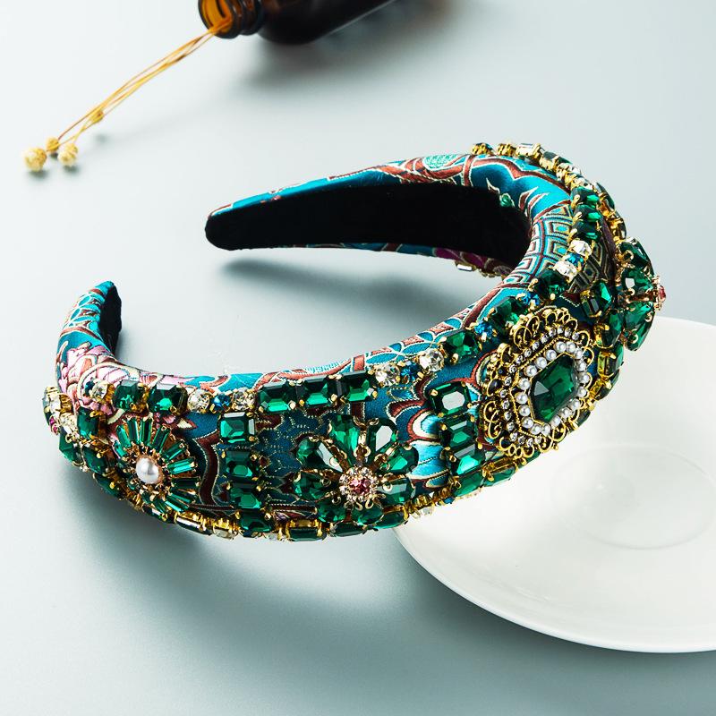 Губка Розовый Стразы Головной убор Мода Повязка на голову Роскошный Барокко Кристалл Ободок Свадьба Дамы Свадебные Аксессуары для волос