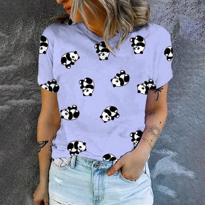 Высококачественная простая женская футболка с мультяшным принтом, летняя дышащая повседневная футболка с коротким рукавом, уличная модная футболка с круглым вырезом