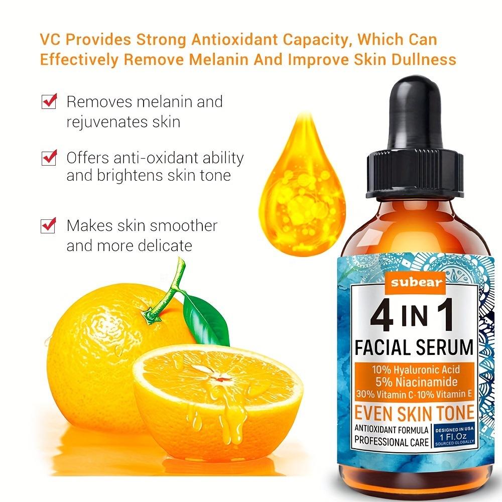 4-in-1 Vitamin C, Niacinamide, Hyaluronic Acid Vitamin E Face Serum for Brighter, Hydrated and Younger-Looking Skin