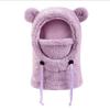 Children Warm Cold Hats Bear Ears Hood Men and Women Autumn Winter Polyester Fiber Neck Scarf and Mask Integrated Hat