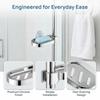 ABS Soap Dish Silver Shower Rod Soap Dish Space-Saving Soap Holder  Bathroom Shower Kitchen Sink