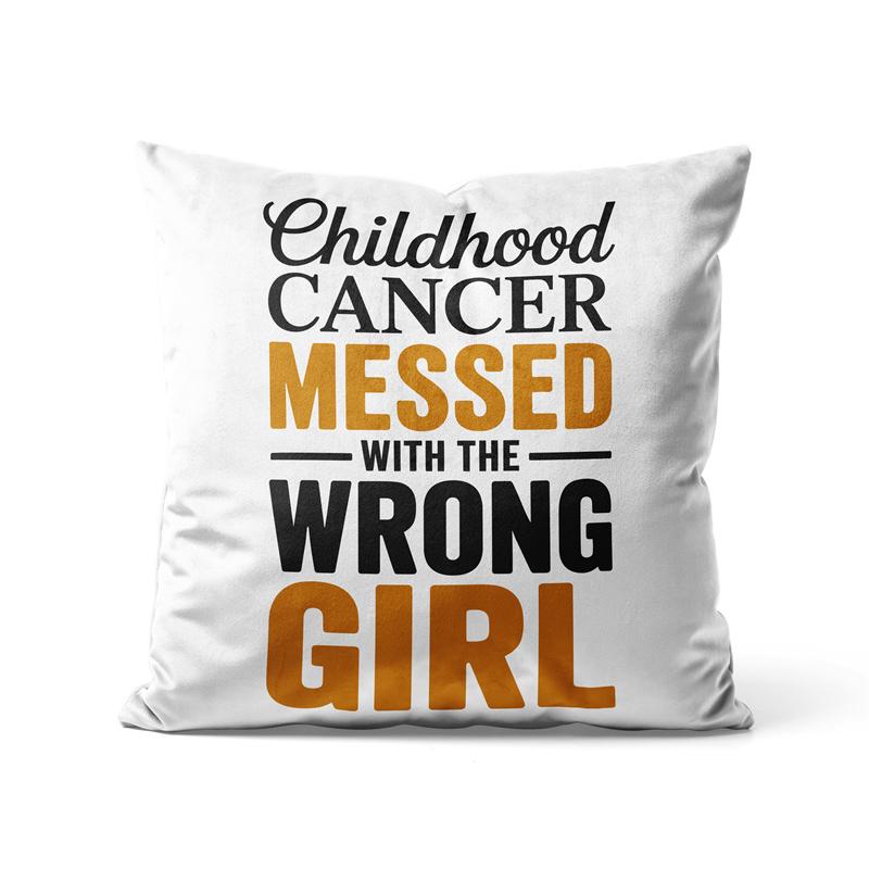 Gaslight Gatekeep Girlboss Childhood Cancer Awareness Pillow Cover Gold Ribbon Retro Groovy Wavy Design Cushion Case