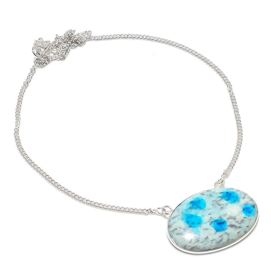 Ювелирные изделия ручной работы из серебра 925 пробы с драгоценным камнем K2 Blue Azurite, ожерелье 18 дюймов Z1c43