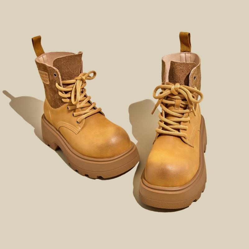 Высококлассные жареные уличные популярные ботинки Мартина женские 2025 новые осенние универсальные на толстой подошве увеличивающие рост женские повседневные короткие ботинки