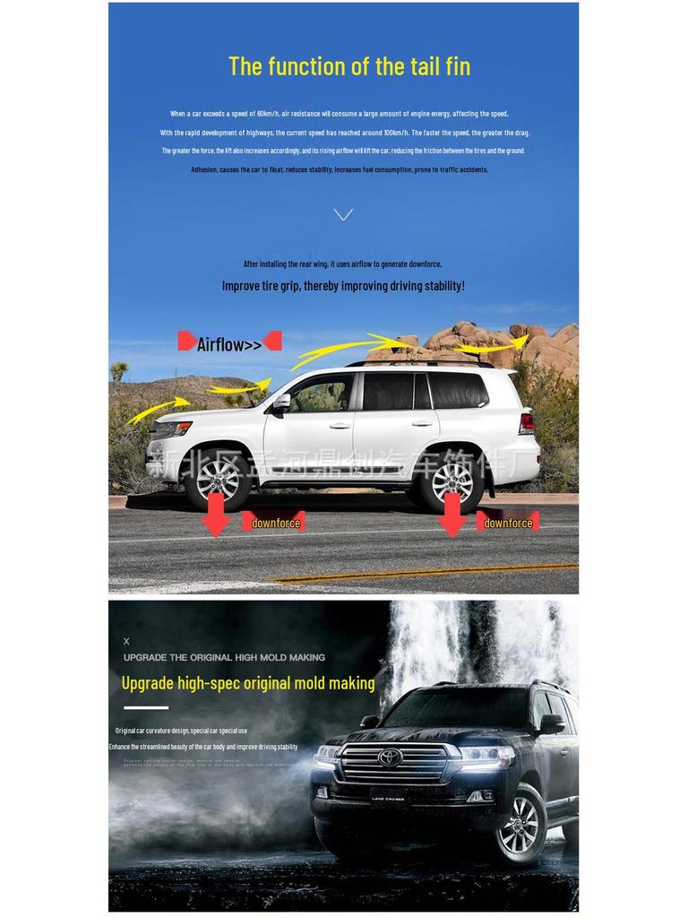 Совместимый задний спойлер-дефлектор для 08-20 Land Cruiser LC200