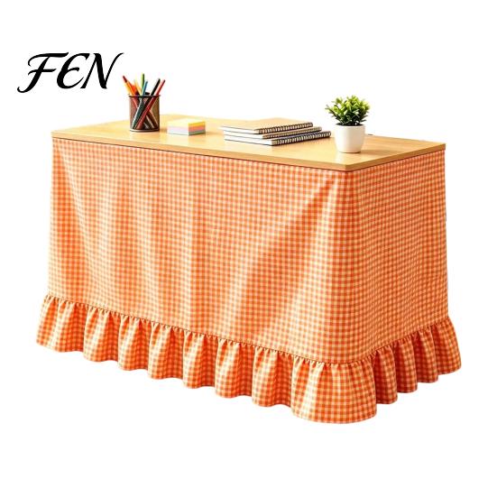 Full Enclosed Desk Wrap Gingham Ruffled Table Skirt, Cottagecore Teacher Skirt for Classroom, Plaid Tablecloth Birthday Wedding Baby Shower