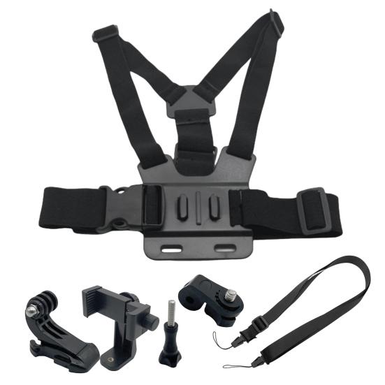 Phone Mount Holder Chest Strap Action Camera Bracket Adjustable Easy To Install 360-Degree Rotation Phone Clip Chest Strap Kit