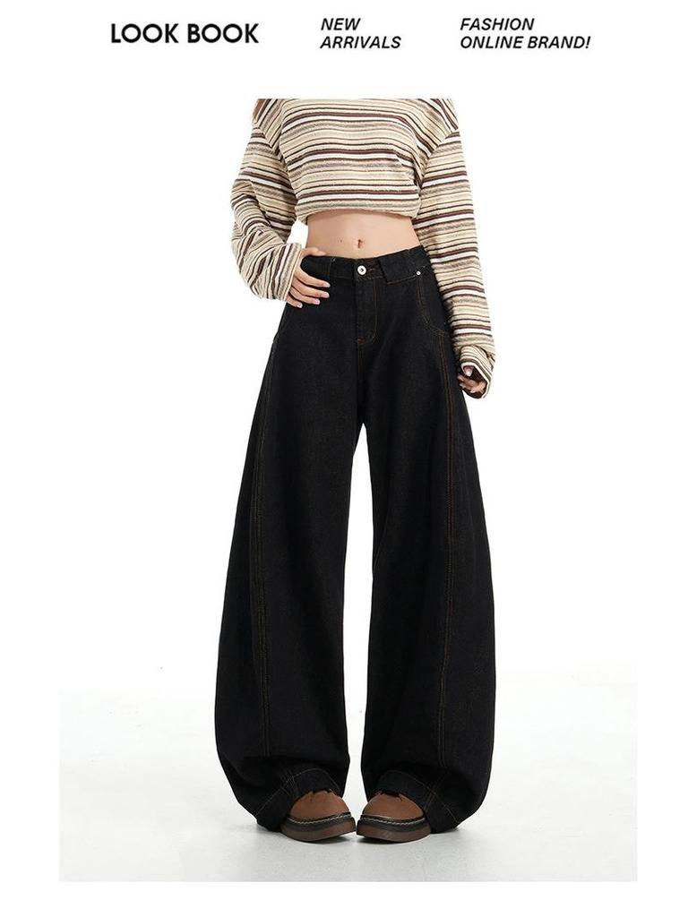 Vintage Scimitar Wide-Leg Jeans - New Autumn Cow Loose Fit Spicy Girl Design