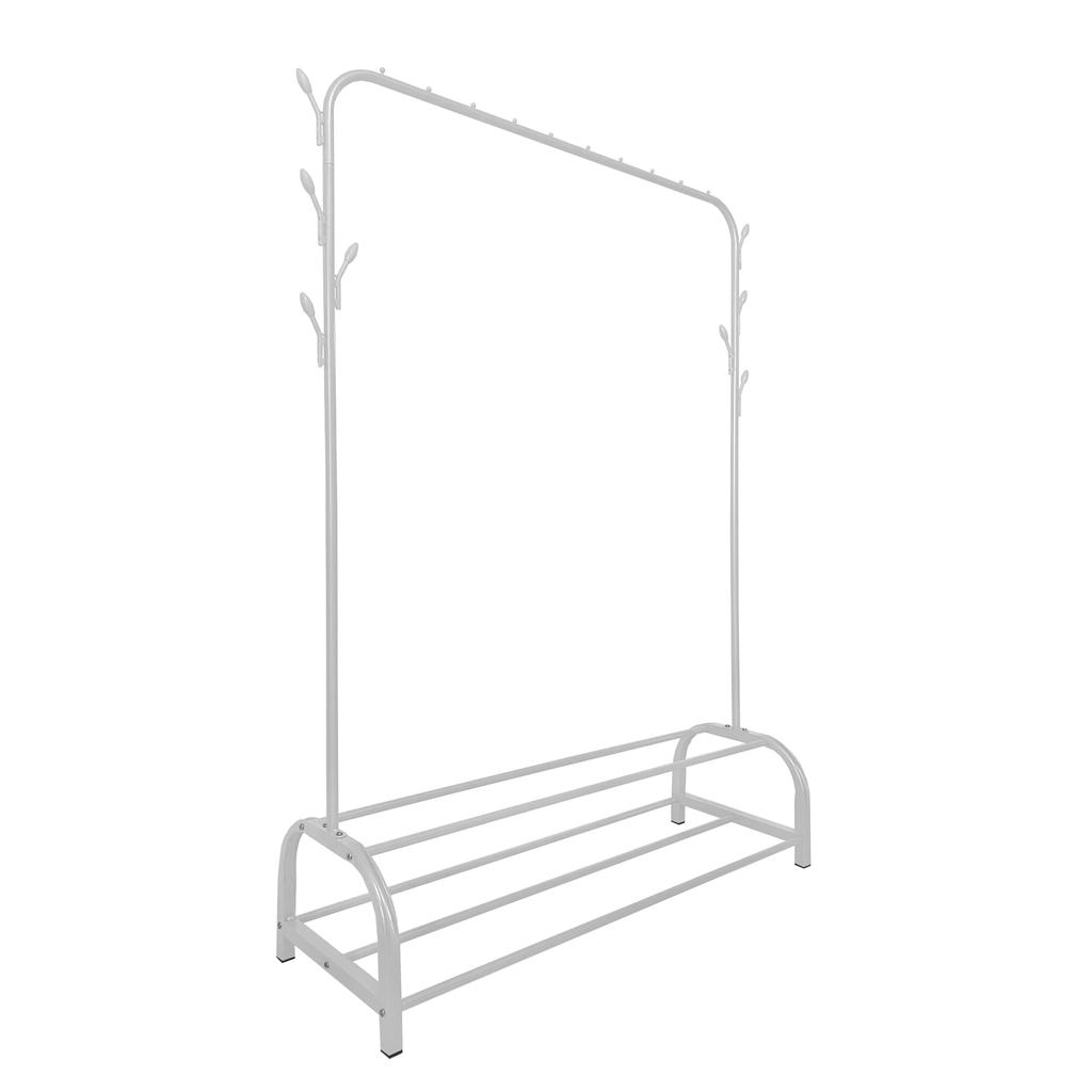 Premium Rack 2 Stand Nyana Home Coat Rack 158x110x39cm, 1 Hanging Bar 8 Side Hooks 2 Lower Shelves