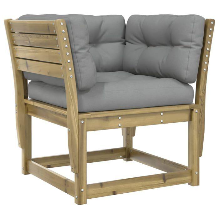 VidaXL Canapé de Jardin Accoudoir Coussins, Chaise de Terrasse avec Dossier, Fauteuil de Salon Patio Extérieur, Bois Massif 844698