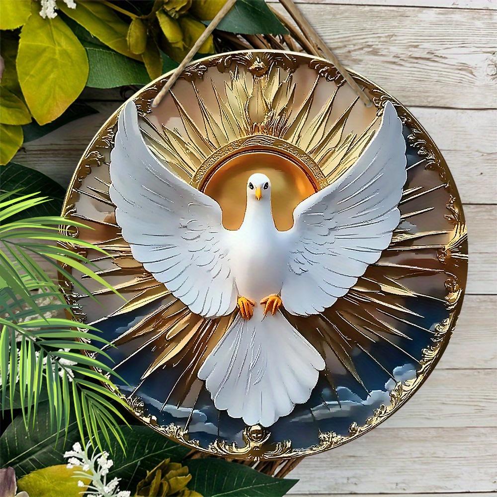 5 шт. Христианский знак «Голубь Святого Духа» из дерева — эффект рельефа 2D, универсальный праздничный декор, универсальное подвесное украшение для дома, настенный декор без