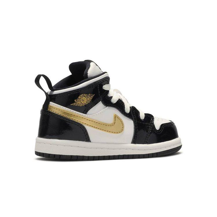 Jordan 1 Mid Patent Черный Белый Золотой TD BQ6933-007