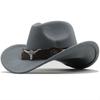Fashion Cowboy Hats Wide Brim Cowboy Cowgirl Panama Hat with Retro Belt for Dress-Up Parties Costume Felt Hat