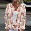 Женская мода рождественский принт длинный рукав вязаный кардиган пуховик