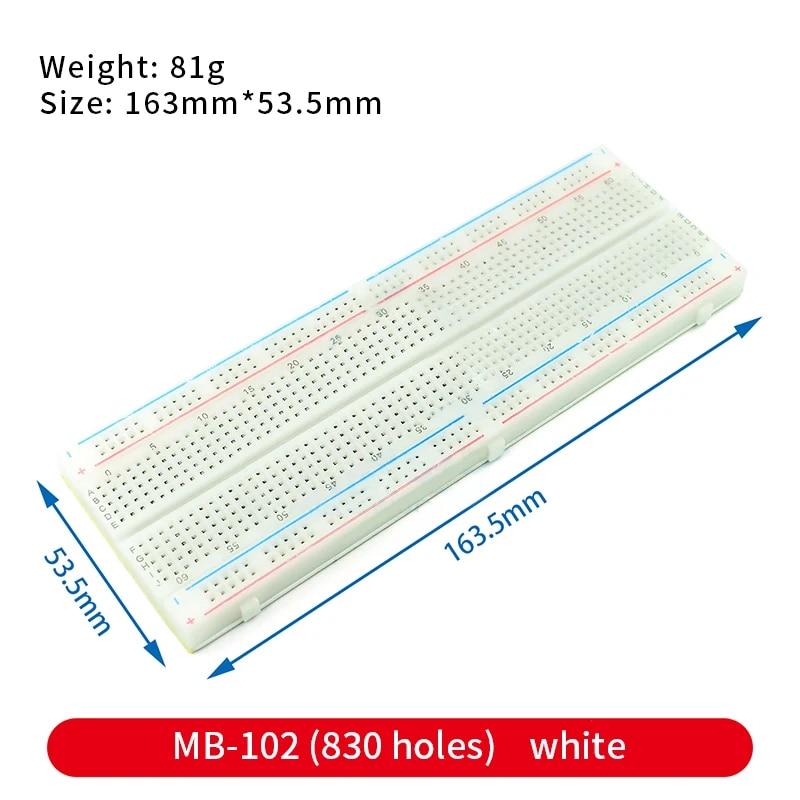 Макетная плата 400 700 750 830 отверстий MB-102 Беспаечная печатная плата Мини-тестовая плата ZY-204 1600 точек Прототип платы Перемычка Кабель DIY Kit