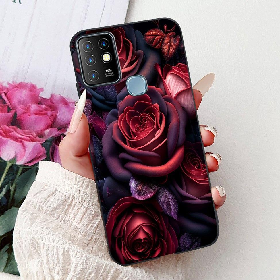 Для Infinix Hot 10 Чехол Силиконовый Милый Кот Модные Цветы Роскошная Расписная Задняя Крышка Для Чехла Телефона Inifnix Hot 10 X682B X682C
