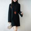 Women Sweater Dress 100% Wool Turtleneck Knit Long Pullover Winter Jumpers Wool Long Dress Female