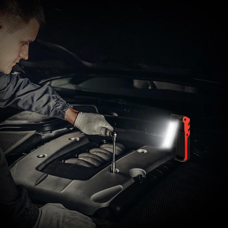 Dimmable COB LED Work Light USB Rechargeable Flashlight with Magnetic &Hook Power Bank Inspection Lamp for Car Repair Camping