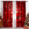 3D Christmas Decorative Curtains Red Delicate New Year Living Room Bedroom Balcony Window Decorative Curtains 2 Panels