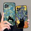 Смешные Коты Ван Гог Чехол для Телефона Для IPhone 16 17 Air 15 14 13 12 11 Pro Max 16E Plus Fundas