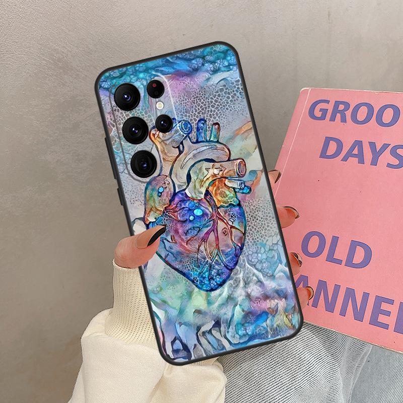 Человеческая Анатомия Искусство Сердца Для Samsung Galaxy S22 S23 Ultra S21 FE Note 10 20 Ultra S8 S9 S10 Plus S20 FE Чехол для Телефона