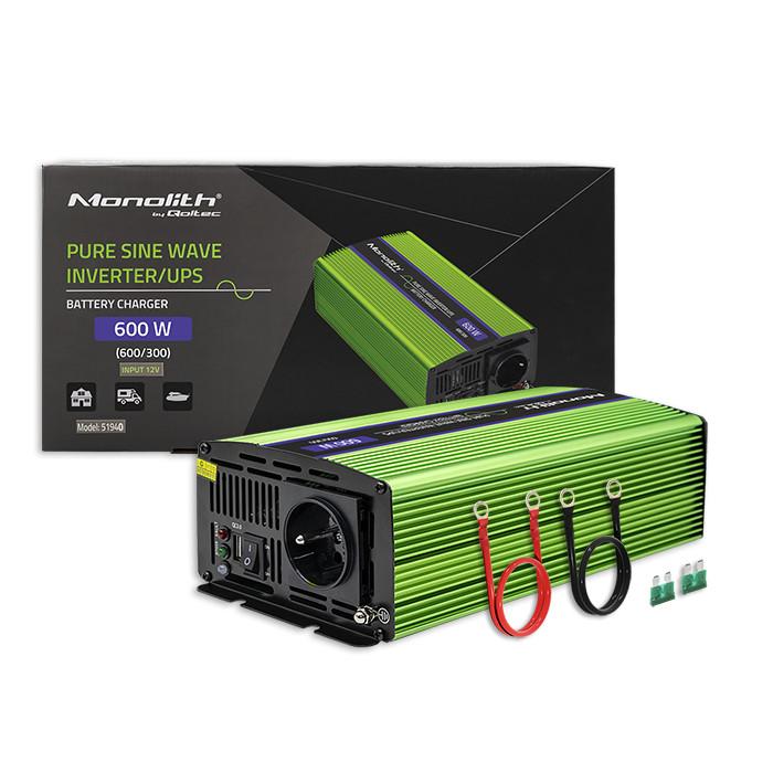 Qoltec Monolith Voltage Converter | 1000W | 2000W | 24V to 230V | Pure Sinus