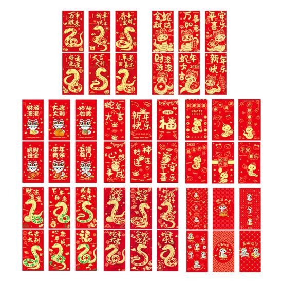 12Pcs Chinese New Year Red Envelopes 2025 Year of The Snake Red Money Pockets Spring Festival Lucky Hongbao for Children And Business Partners