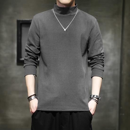 Осень-зима Мужской топ с высоким воротником, однотонный, длинный рукав, толстый, теплый, эластичный, мягкий, свитер, повседневная толстовка, весенняя одежда