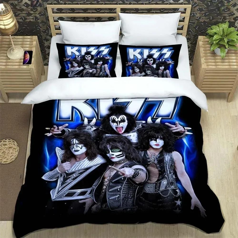 Постельное белье с принтом рок-группы KISS, Односпальное, Полуторное, Двуспальное, Евро, King Size, Музыкальный комплект постельного белья KISS, Комплекты постельного белья для детской спальни