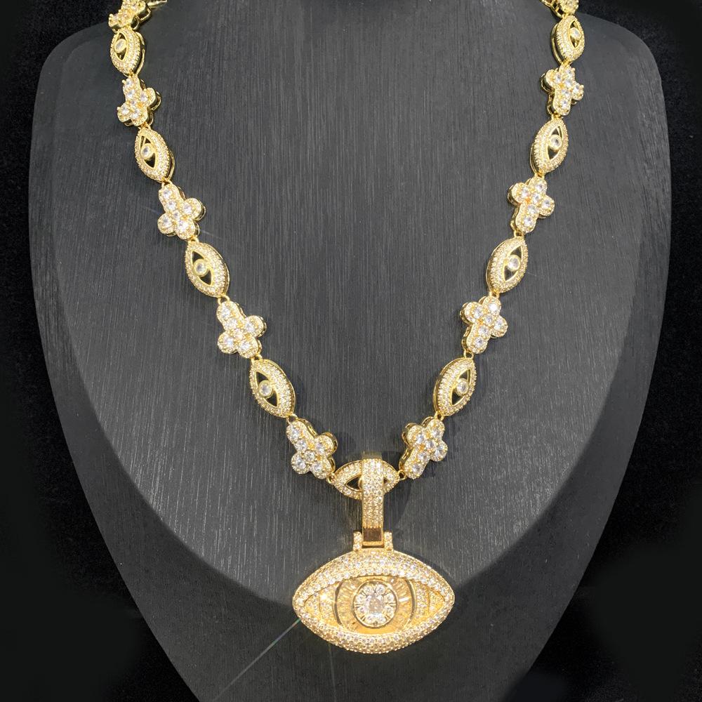 Collar Hop Para Hombre Cross Pendant with Cuban Chain CZ Jewelry Set Ready Stock Bulk