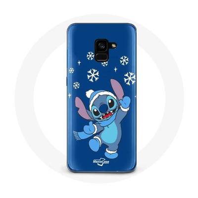 Coque Pour Samsung Galaxy A8 Plus Stitch Neige Noël Bleu