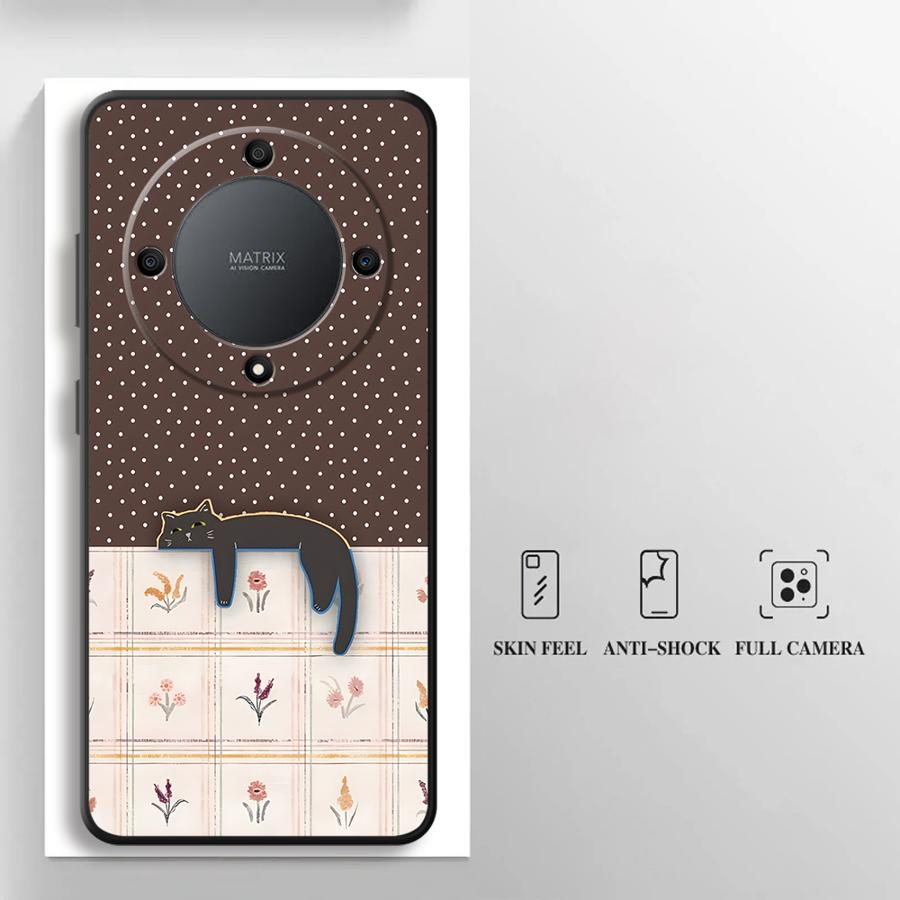 Чехол для телефона Funda для Honor Magic5Lite 8X X7 X5b X6 X8 200 400 Lite 70 X9a 90 Мультяшная Клетка Кошка