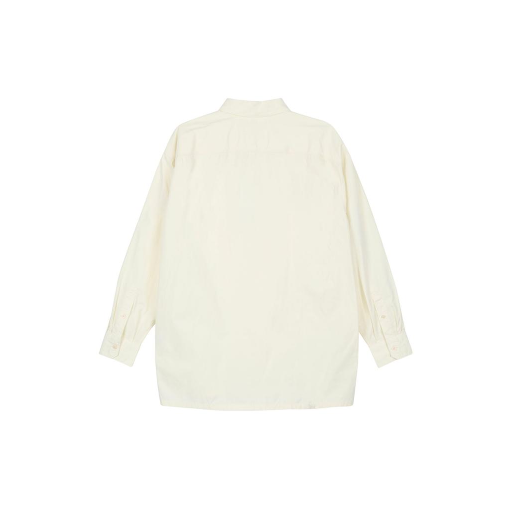 Uniqlo Осень/Зима 23 Серия U Однотонная Свободная Рубашка с Длинным Рукавом Мужские рубашки Светло-Бежевый 461765-30