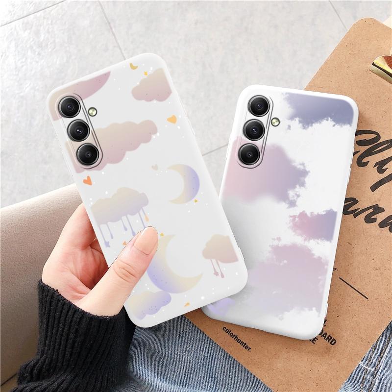 Мягкий силиконовый чехол с рисунком облаков для Xiaomi Redmi Note 13 Pro 13C Samsung A55 M35 S24 iPhone Huawei Honor Realme Camera Защитный противоударный чехол