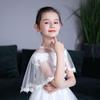 Tulle Shawl Flower Girl Cape with Diamond Buckle - White/Red, Kids Spring/Summer Outerwear
